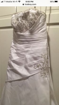 Davis's Bridal Wedding Dress- Size 0P- Taffeta A-Line With Beaded Back