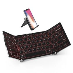 iClever Backlit Foldable Keyboard BK05 Wireless Folding Keyboard with Backlig...
