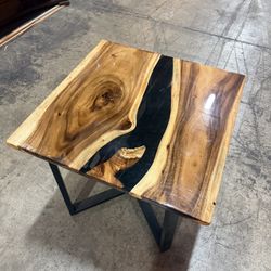 Black Resin Square  Dining Table w Metal Legs 