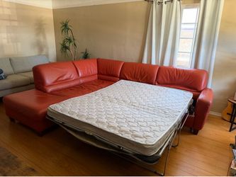 Leather Italian sofa bed couch