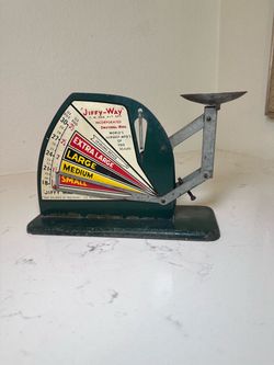 Vintage “Jiffy-Way” Egg Scale — Owatonna, Minn. — Green Metal Egg Grading Scale