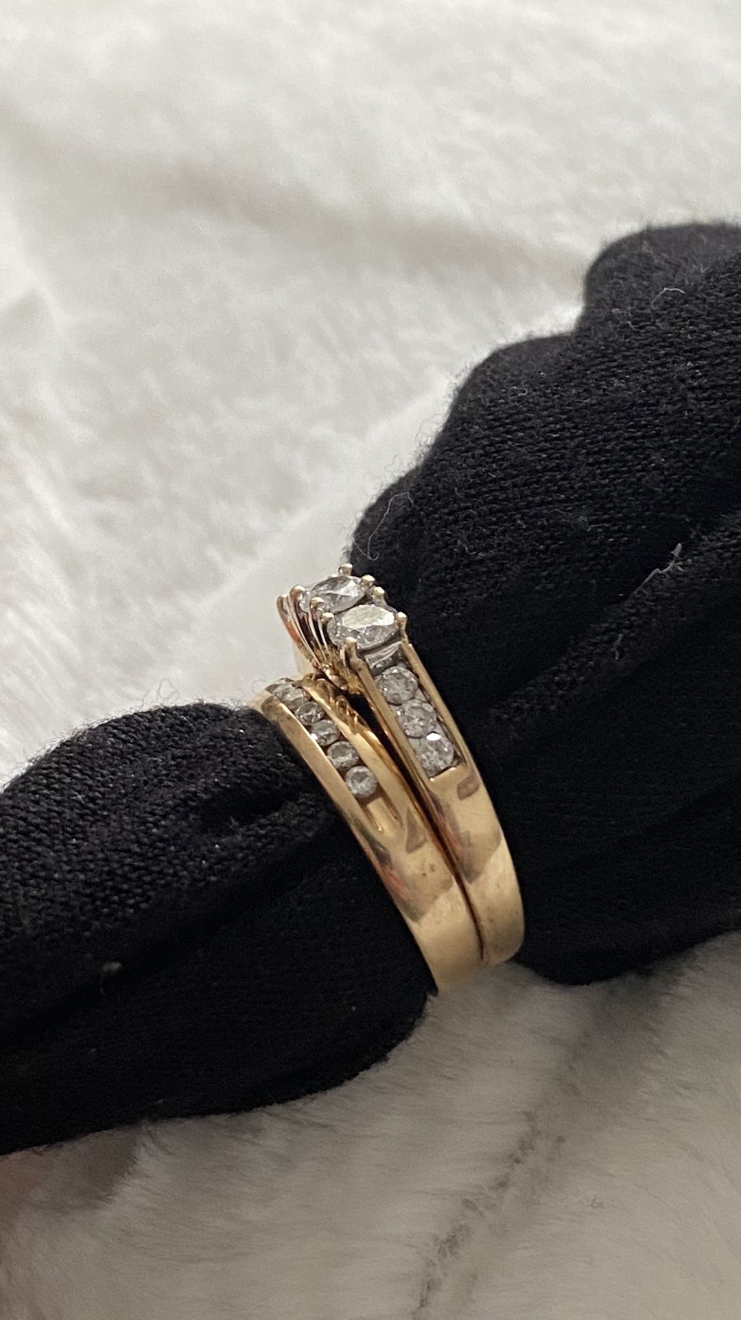 14k gold diamond ring set in perfect condition size 8 1/2 yes, it still  available