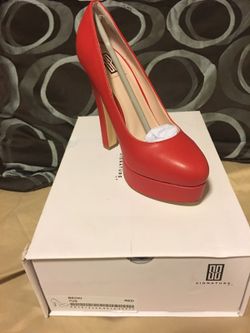 New Red Leather Signature by Shoedazzle Platform Heels - Size 7