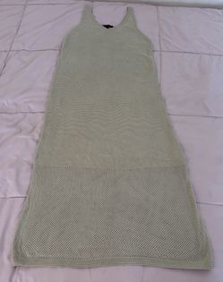 Banana Republic beige knit crochet 100% cotton sleeveless midi dress, size S