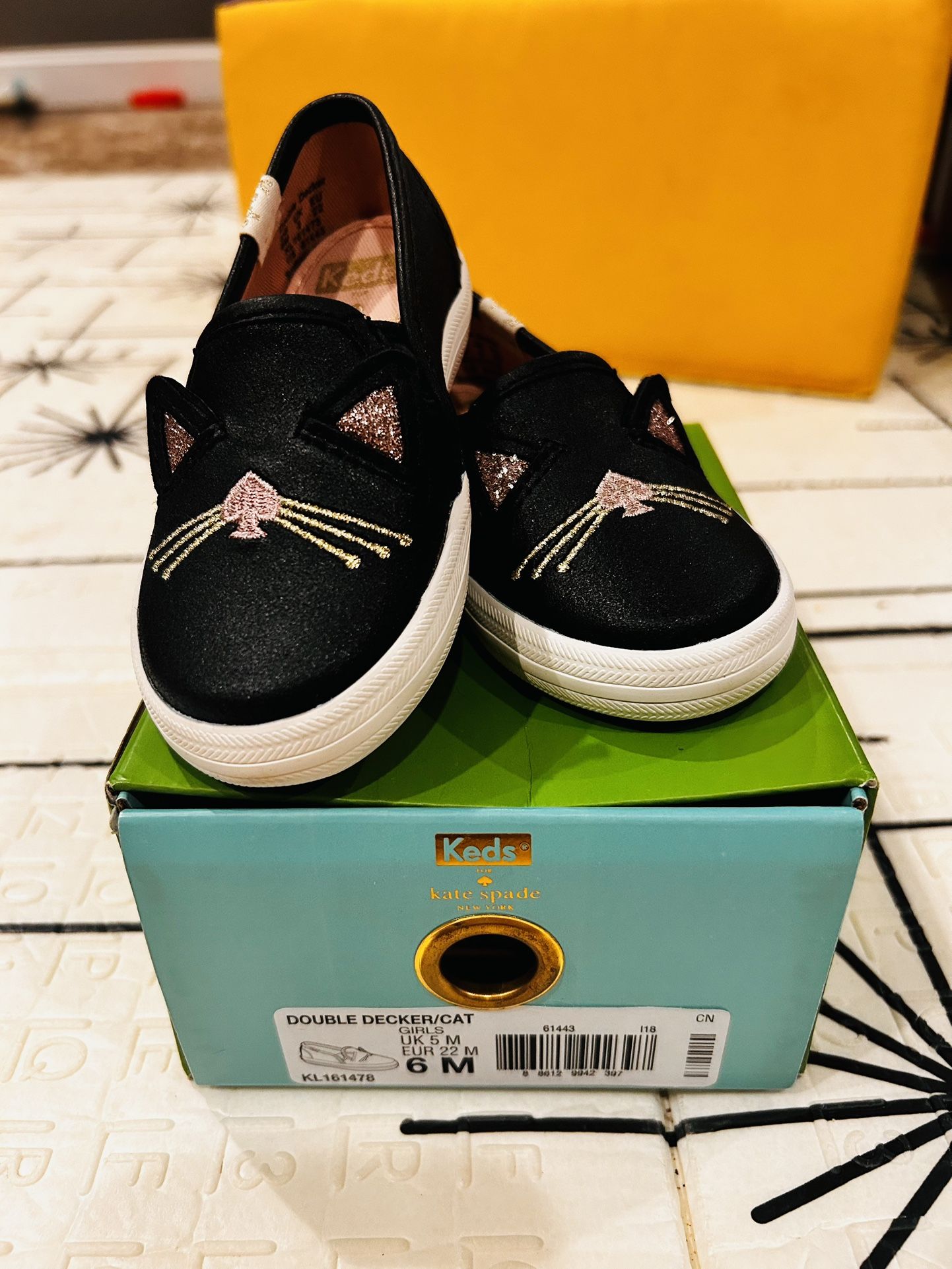 New Keds x Kate Spade Toddler Girls Slip On Shoes – Size 6M (Cat Design)