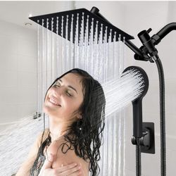 Shower Head,8”Rain Shower Head with Handheld Spray Combo and Adjustable Extension Arm/3-Way Flow Regulator/Shower System,High Pressure Rain Fall Hose,