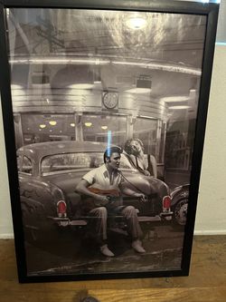 Old school Vintage Elvis Marilyn Monrow classic car poster