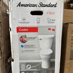 American Standard Cadet 12 in. Antimicrobial 2-Piece 1.28 GPF Single Flush Chair Height Round Toilet with Slow Close Seat in White
