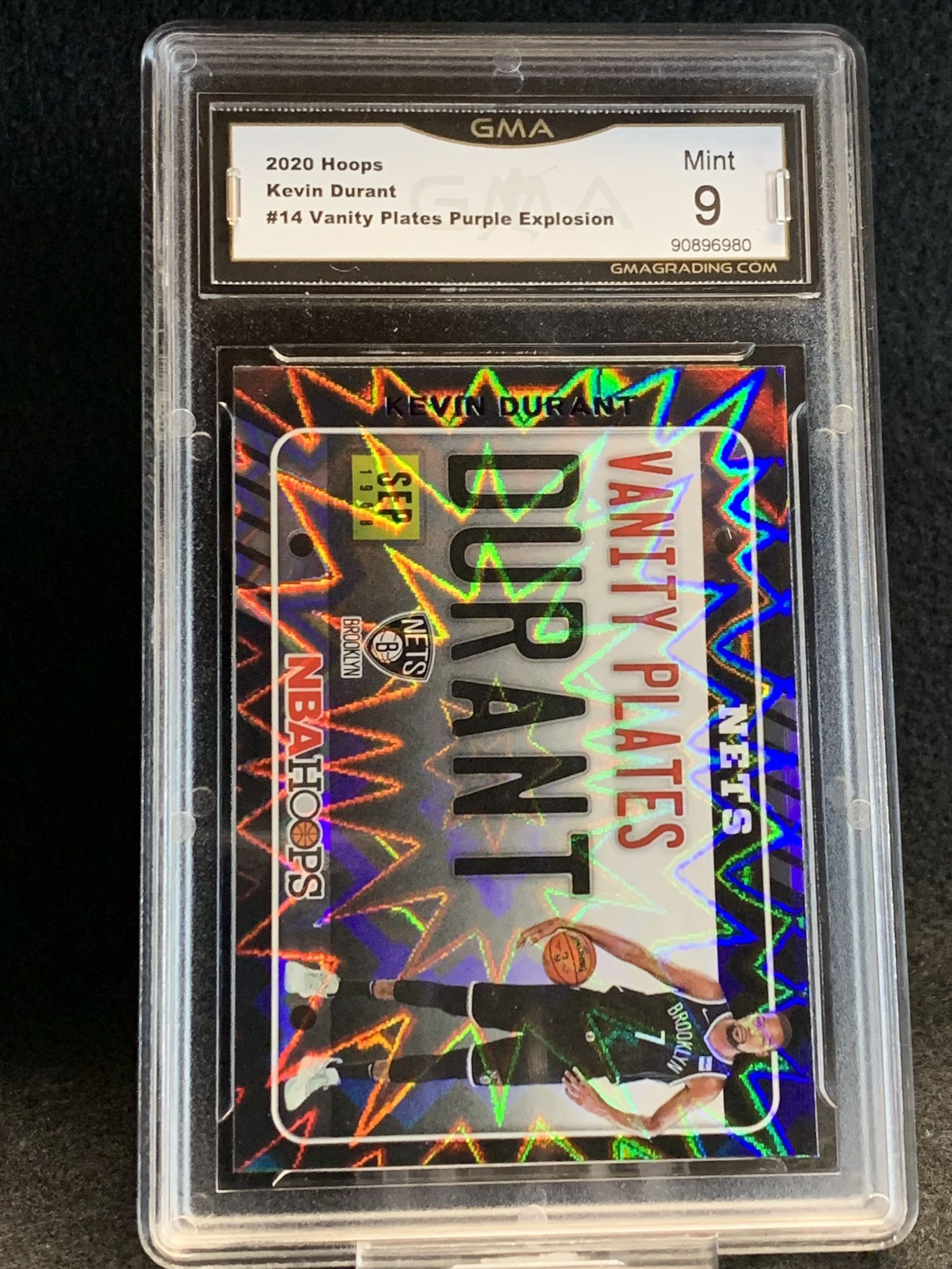 2020 Hoops 💥 Kevin Durant 💥 Vanity Plates PURPLE Explosion GMA 9 Near Mint 💎 - Brooklyn Nets / Phoenix Suns