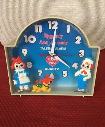 Vintage 1970 Raggedy Ann & Andy and dog talking alarm clock, vintage collectable, vintage clock, vintage cartoon