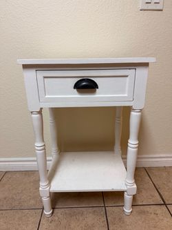 White Wood Side Table with one Drawer
