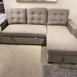 Canna 2-Piece Reversible Sectional with Pull-out Bed and Hidden Storage🚨Finance&Delivery Available