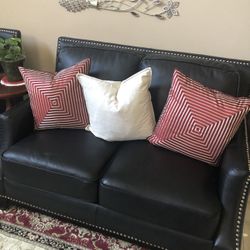High end real leather love seat