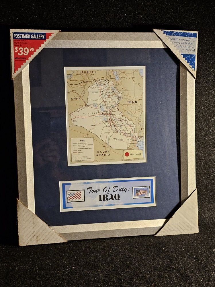 RARE VINTAGE (2006) USPS CUSTOM FRAMED COLLECTIBLE TOUR OF DUTY: IRAQ STAMP ART