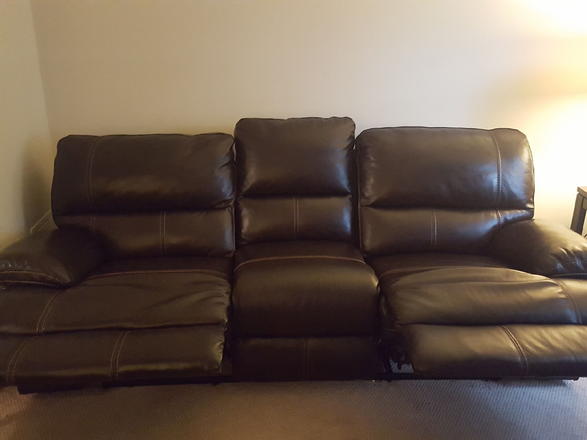 Top grain leather reclining sofa couches (Basset Furniture)