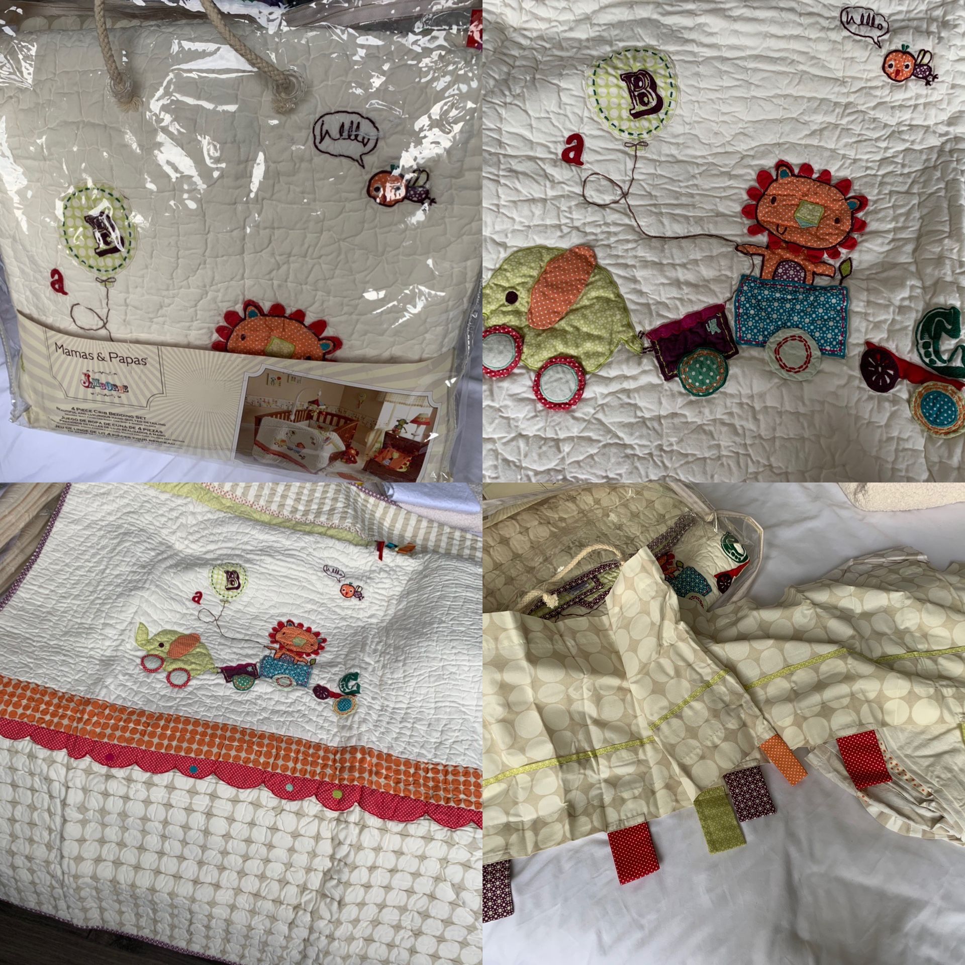 Mamas & Papas Limited Edition 4 Piece Crib Bedding W/ Lamp, Diaper Stacker, Rug, Fleece Blanket