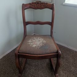 Antique Carved Wood Rocking Chair
