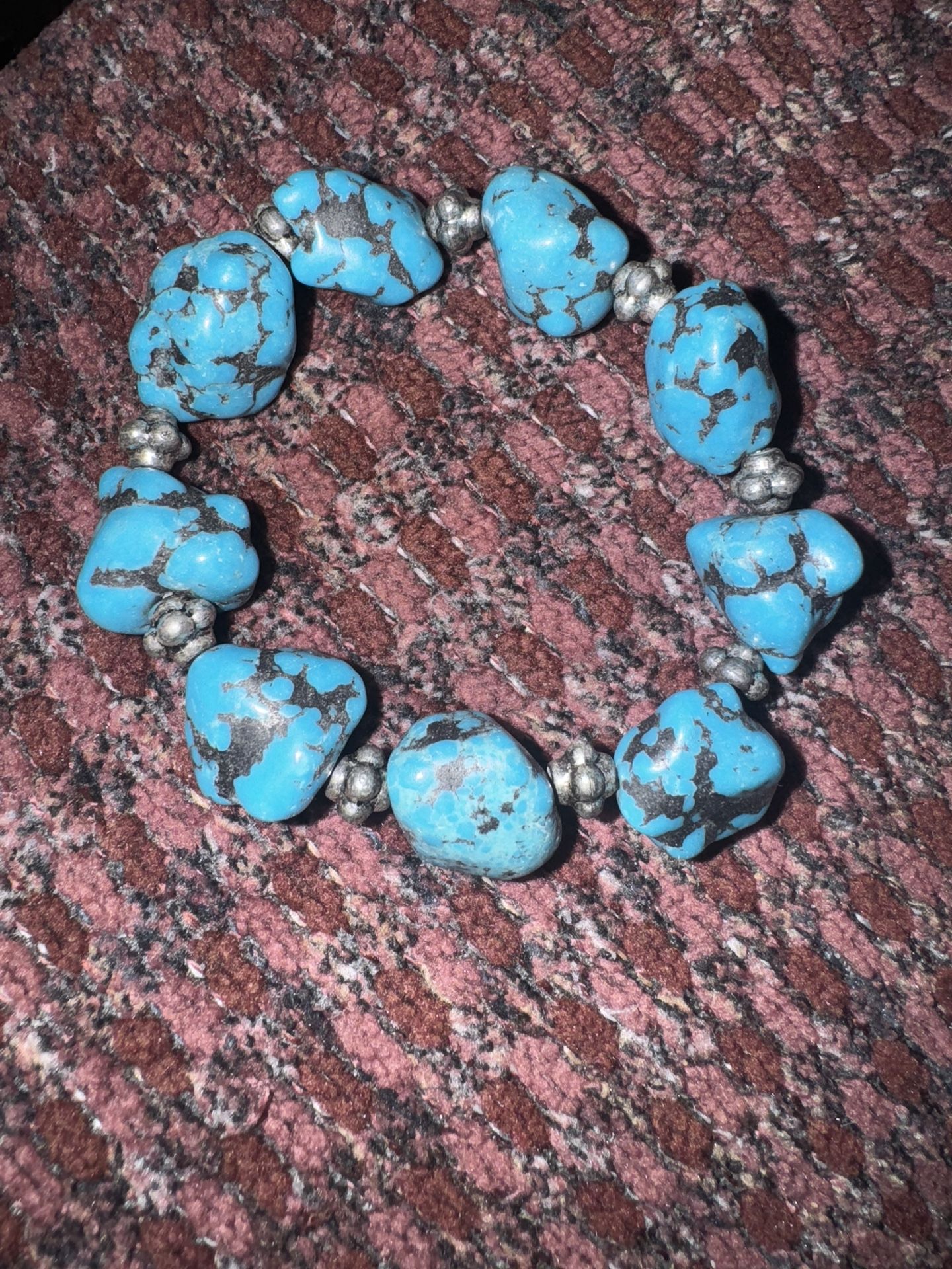 Vintage Turquoise Chunky Stone Stretch Bracelet
