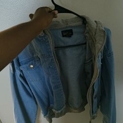 Jean Jacket With Grey Hood