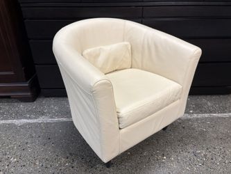IKEA Tullsta Ivory Leather Barrel Back Chair