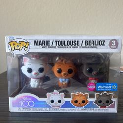 FLOCKED FUZZY EXC Marie Toulouse Berlioz Aristocats Funko Pop 3-Pack Disney Cats