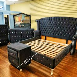 Queen, King Bedroom Set Mattress Sold Separately 💛$39 Down Payment with Financing ⭐ 90 Days same as cash