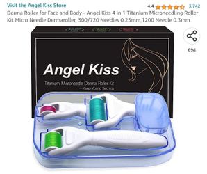 Derma Roller for Face and Body - Angel Kiss 4 in 1 Titanium Microneedling Roller Kit 

