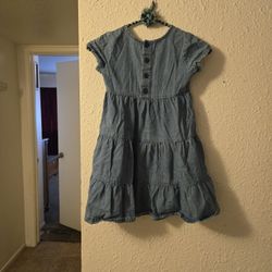 Hanna Andersson blue denim dress with ruffles and button up front. Size: 5 years