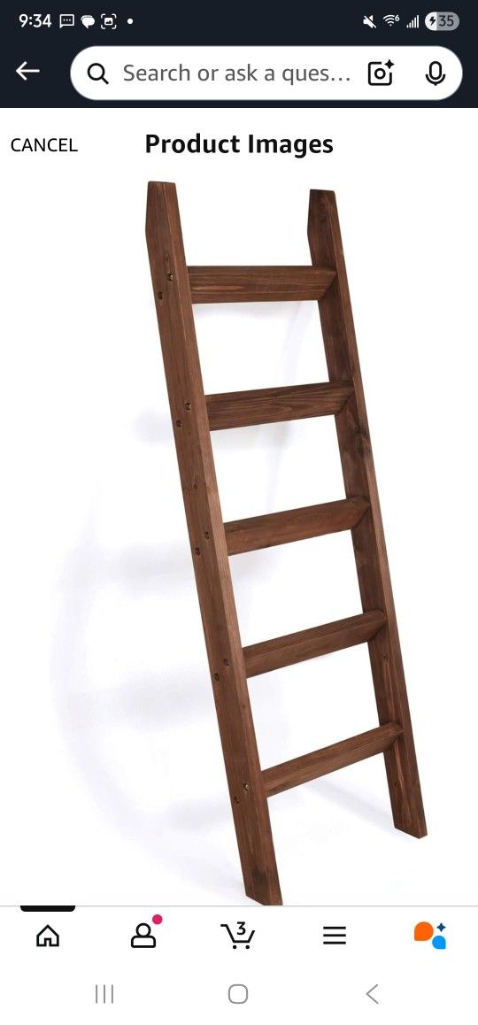 Hallops 5 Feet Blanket Ladder - 3x19x58 Inches, Wood Rustic Ladder Shelf - Space Saver Quilts, Blankets, and Towel Display Rack - Wall Leaning Vintage
