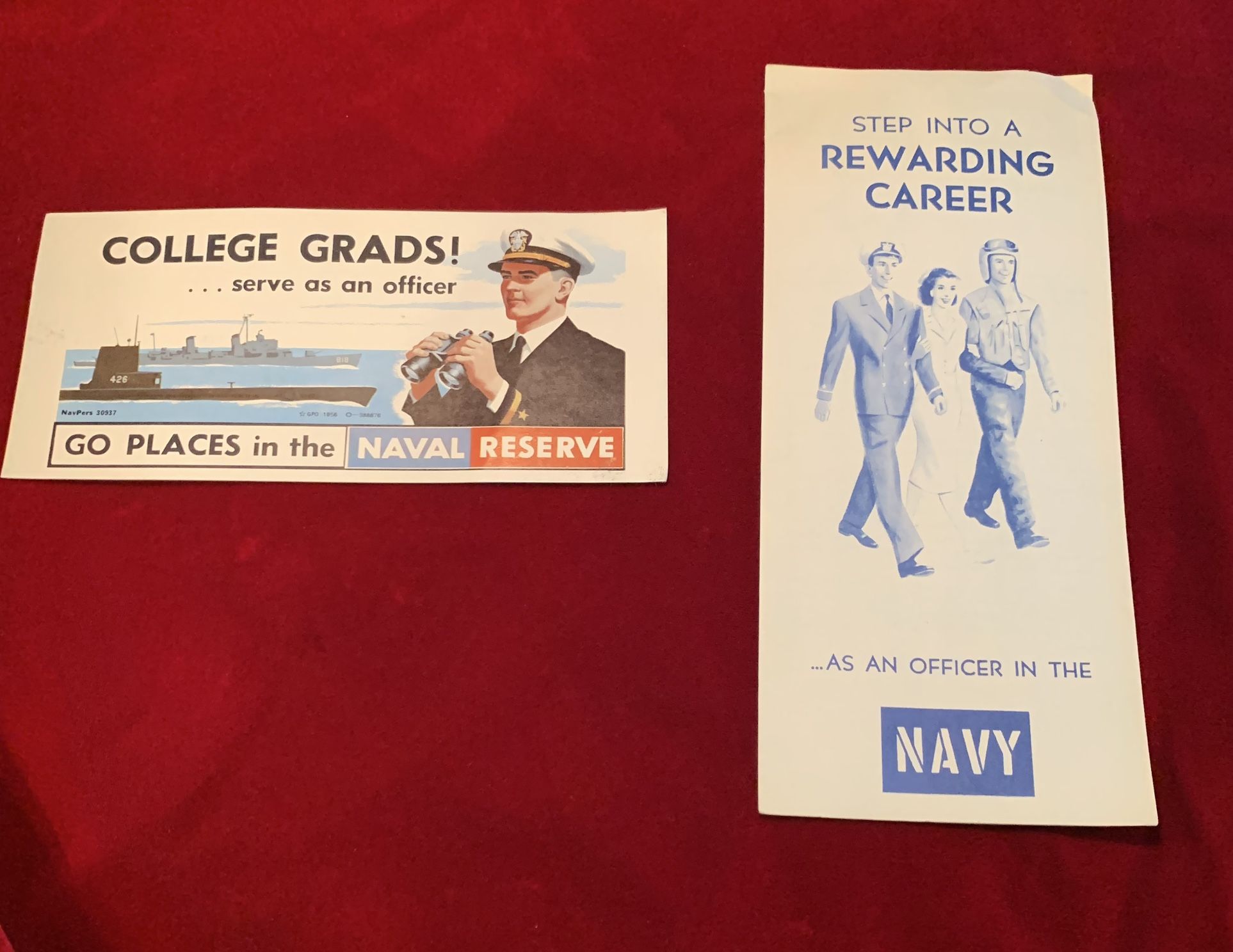 1950’s Naval Reserve Card and Naval Officer Brochure