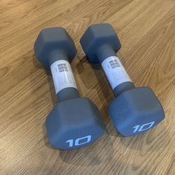 New Two 10lb Dumbbell Hand Weights Dumb Bell Weight Workout Exercise Cap