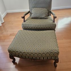 Ethan Allen Chair And Matching Ottoman 