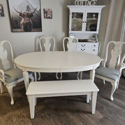 Dinning Table And Chairs (6) With Bench