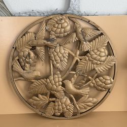Vintage Handcrafted Metal Birds & Leaves 21” Round Wall Decor 
