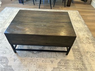 West Elm Wood Coffee Table on Metal Base