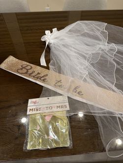 Bride Set - Bridal Sash, Veil, Banner