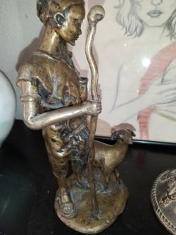 African Derme Morou Bronze Shepard Sculpture 