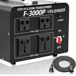 Yinleader 3000 Watt Voltage Converter Transformer Step Up 110V to 220V or Step Down 220V to 110V Power Converter Adapter for use in The United States 