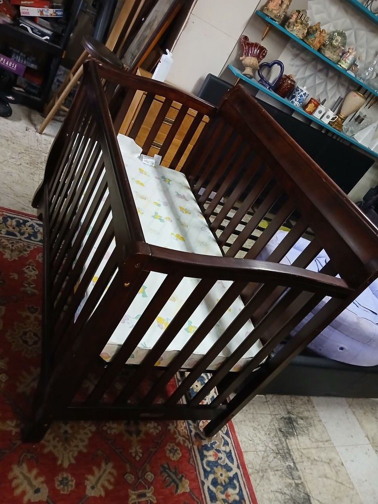 Dark Brown Wood Crib