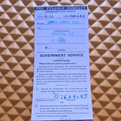 1945 Railroad Ticket - Government Service