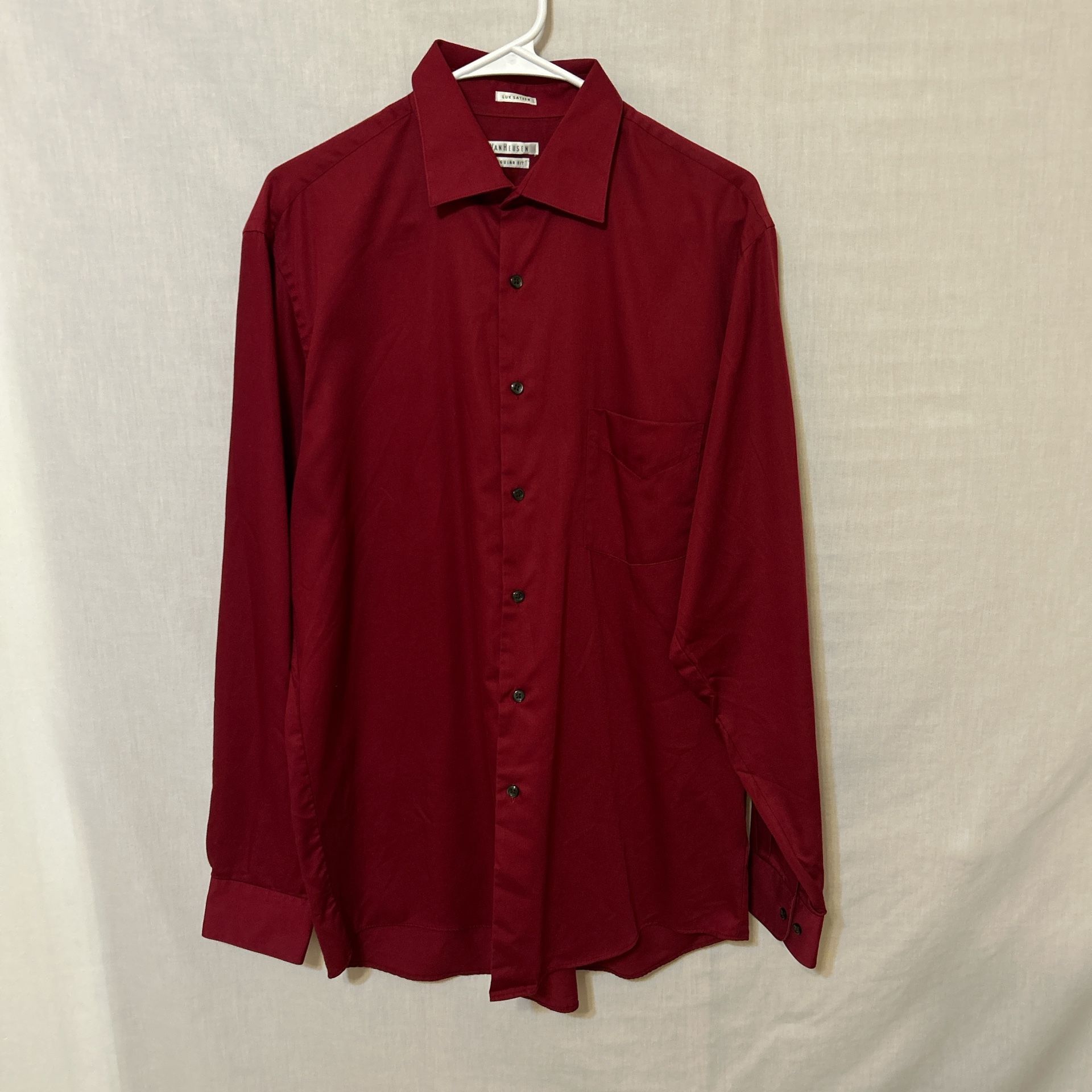 Van Heusen Red Dress Shirt Classic Long Sleeve