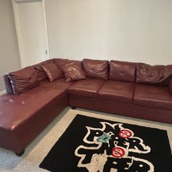 Red leather Couch Barely Used $300