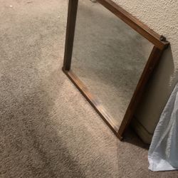 Squared Brown Framed Mirror