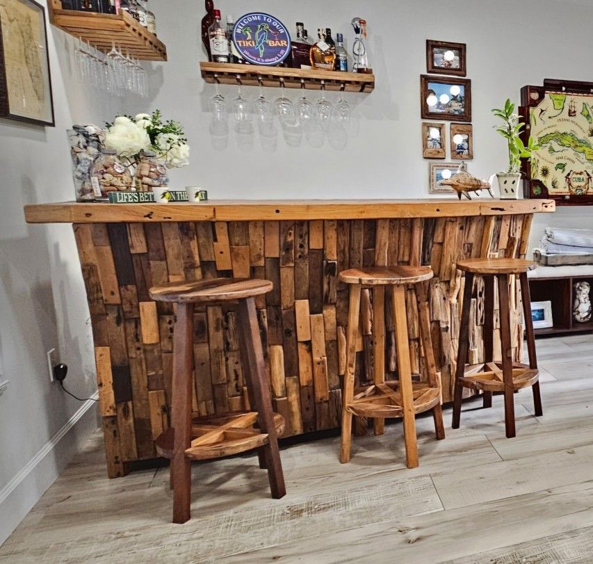 Teak Bar And Stools