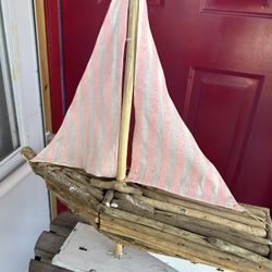 Vintage Driftwood Sailboat 18 x 16