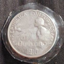 1910 Silver Portuguese 1 Escudo