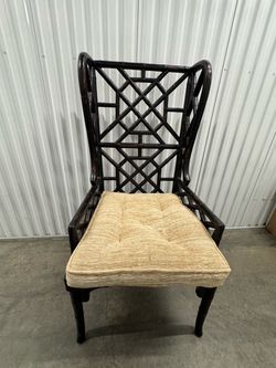 Dark Bamboo Wingback Chair with Cushion