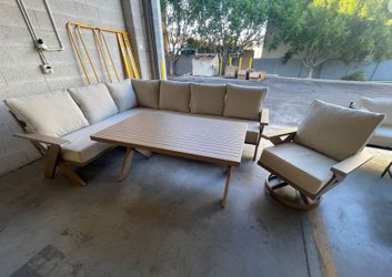  Aluminum Outdoor Patio Furniture L Shape w/ Swivel Chair *New*