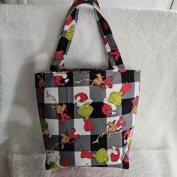 Grinch Christmas Tote Bag, Purse Travel Bag Christmas Gift 