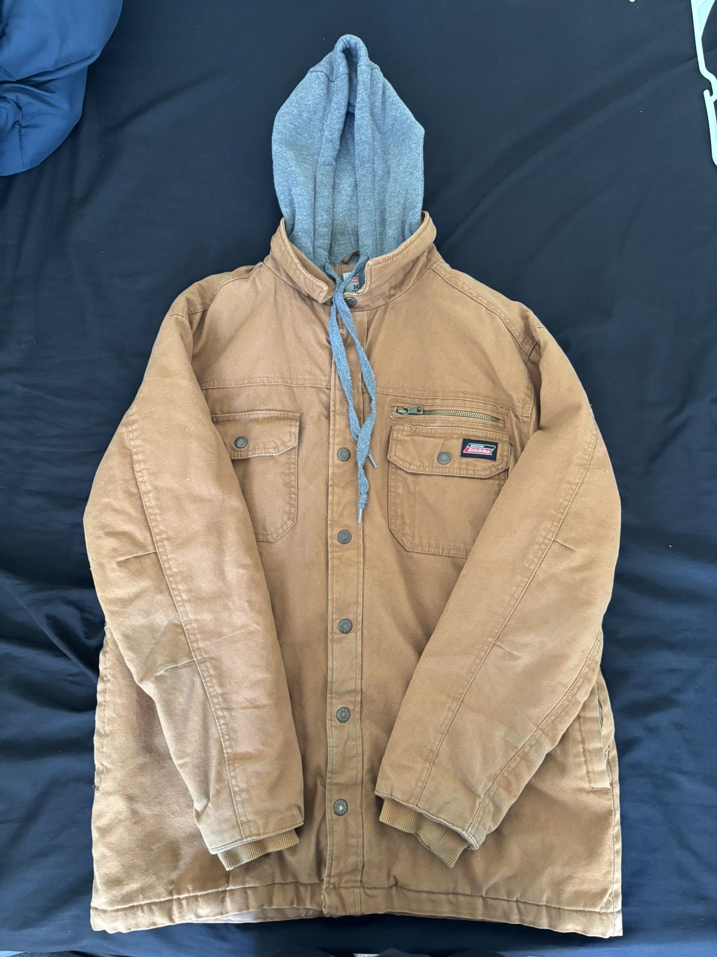 Genuine Dickies Mens Canvas Hooded Shirt Jacket Medium 38-40 Brown Shacket
